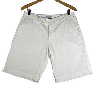 Guy Harvey Womens Bermuda Shorts Size 10 White Flat‎ Front Cotton Pockets Chino